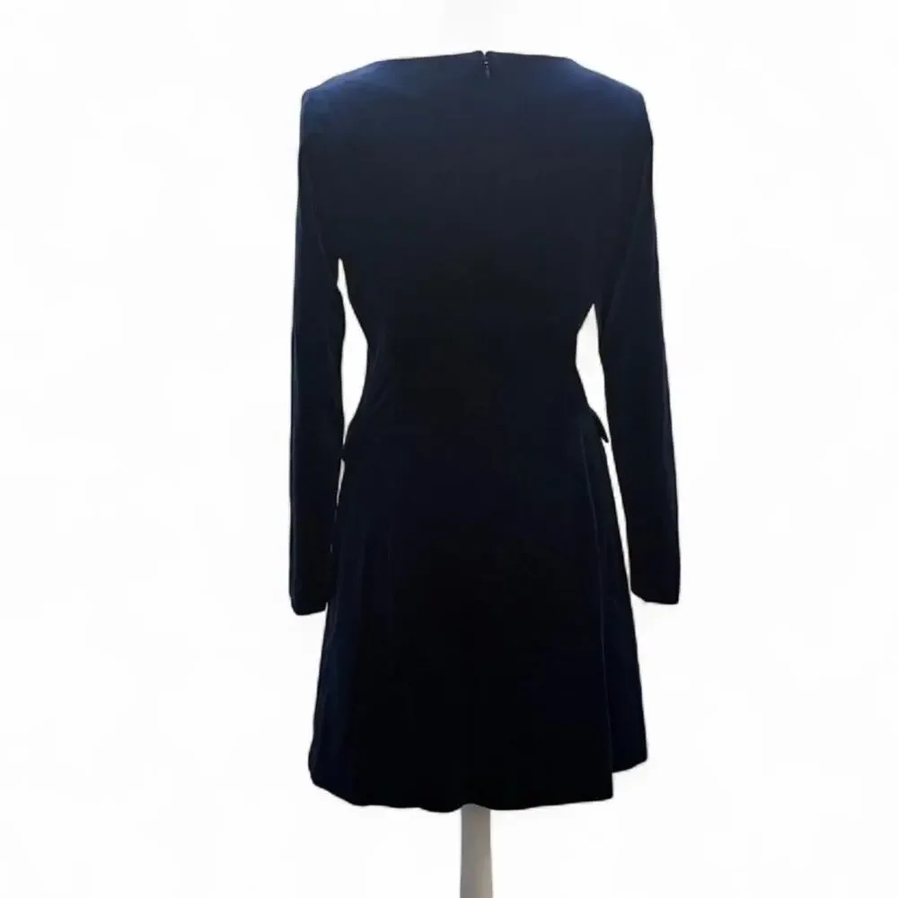NWT Theory Navy blue velvet mini dress with long sleeves (size 6) 234